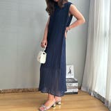 ネイビー | 女性らしいシルエットが可愛いノースリーブプリーツロングワンピース パーティー 結… | maison de LATIR