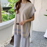 ブルー | 上品ラインサマーニット上下2点セットアップ | maison de LATIR