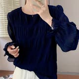 シフォン素材が女性らしいシャーリングブラウス 長袖 夏 | maison de LATIR | 詳細画像8