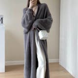 グレー | シャギーニットあったかふわふわロングカーディガン カーディガン ロングカーディガン | maison de LATIR