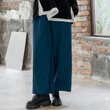 ブルー（ポケットあり） | お気入り19万突破！脅威の高評価！リピ続出！秋プリーツリブワイドパンツ。形状記憶… | maison de LATIR