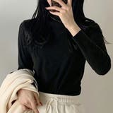 ブラック | スタンドネック裏起毛カットソー INにもOUTにも使いやすい韓国ファッション 秋 | maison de LATIR