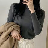 グレー | スタンドネック裏起毛カットソー INにもOUTにも使いやすい韓国ファッション 秋 | maison de LATIR