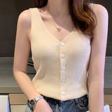 ベージュ | tシャツ 無地 vネックvネックノースリーブ | maison de LATIR