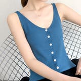 ブルー | tシャツ 無地 vネックvネックノースリーブ | maison de LATIR
