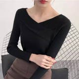 ブラック | vネック ニット ニット | maison de LATIR