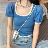 ブルー | サマーニット Tシャツ レディース | maison de LATIR