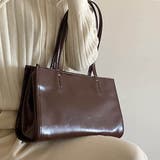 ブラウン | 高級感のあるフェイクレザーを使用したトートバッグ キレイめ かっちり | maison de LATIR