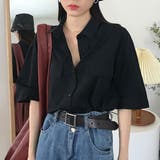 ブラック | ダブル胸ポケットがポイントのカラーシャツ 大人カジュアル ゆったり | maison de LATIR