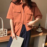 オレンジ | ダブル胸ポケットがポイントのカラーシャツ 大人カジュアル ゆったり | maison de LATIR