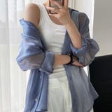 ブルー | オーバーサイズがかわいいシアーシャツ 肩落ち キュート | maison de LATIR