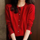 レッド | 綺麗めニットカーディガン トップス 長袖 | maison de LATIR