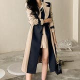 ベージュ | コーデに上品さをプラスするバイカラートレンチコート 配色 秋 | maison de LATIR