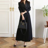 ブラック | シックなコート風ロングワンピース 韓国 夏 | maison de LATIR