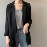 ブラック | シルエットが綺麗なロングテーラードジャケット ジャケット 薄手 | maison de LATIR