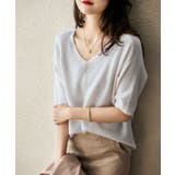 プチハイネックで大人サマーニット 5分袖 シンプル | maison de LATIR | 詳細画像37 