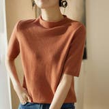 オレンジ | プチハイネックで大人サマーニット 5分袖 シンプル | maison de LATIR
