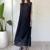 ブラック | 女性らしいシルエットが可愛いノースリーブプリーツロングワンピース パーティー 結… | maison de LATIR