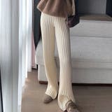 ホワイト | 大人カジュアルなニットワイドパンツ 冬 モップパンツ | maison de LATIR