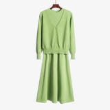 グリーン | 上品さのあるニットワンピース×Vネックカーディガンセットアップ 夏 夏 | maison de LATIR