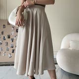 ベージュ | ふわっと上品なシルエットのAラインドレープスカート ミドル丈 ハイウエスト | maison de LATIR