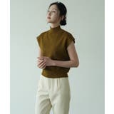 シンプルなデザインが上品なフレンチスリーブハイネックニットトップス モックネック | maison de LATIR | 詳細画像16 