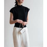 シンプルなデザインが上品なフレンチスリーブハイネックニットトップス モックネック | maison de LATIR | 詳細画像44 