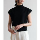 シンプルなデザインが上品なフレンチスリーブハイネックニットトップス モックネック | maison de LATIR | 詳細画像50 