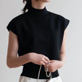 ブラック | シンプルなデザインが上品なフレンチスリーブハイネックニットトップス モックネック | maison de LATIR