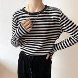 ブラック | 「毎日着たくなる。1枚でこなれる“万能ボーダーT”」カジュアルボーダー長袖Tシャ… | maison de LATIR