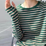 グリーン | 「毎日着たくなる。1枚でこなれる“万能ボーダーT”」カジュアルボーダー長袖Tシャ… | maison de LATIR