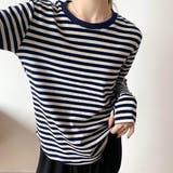 ネイビー | 「毎日着たくなる。1枚でこなれる“万能ボーダーT”」カジュアルボーダー長袖Tシャ… | maison de LATIR