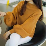 キャメル | トレンドのボトルネックが可愛いリブニット リブニット ボトルネック | maison de LATIR