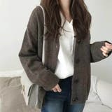 ダークブラウン | ドロップショルダーでラフこなれ感カーディガン ニット カーディガン | maison de LATIR