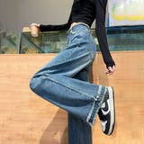 夏 夏旬デニムスタイルを楽しめるワイドデニムパンツ ハイウエスト | maison de LATIR | 詳細画像2