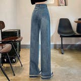 夏 夏旬デニムスタイルを楽しめるワイドデニムパンツ ハイウエスト | maison de LATIR | 詳細画像3