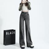 ブラック | 夏 夏旬デニムスタイルを楽しめるワイドデニムパンツ ハイウエスト | maison de LATIR
