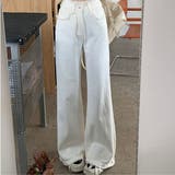 ホワイト | 夏 夏旬デニムスタイルを楽しめるワイドデニムパンツ ハイウエスト | maison de LATIR