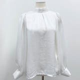 ホワイト | 程よい透け感がバルーンスリーブハイネックシャツ バルーン袖 ハイネック | maison de LATIR