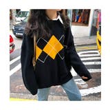 アーガイル柄が可愛いカジュアルニット オーバーサイズ ゆったりめ | maison de LATIR | 詳細画像2