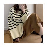 大人カジュアルなサイドスリットボーダーニット Aライン 体型カバー | maison de LATIR | 詳細画像2 