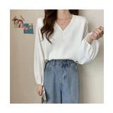 ゆったりしたサイズ感の大人めニット レイヤード Vネックニット | maison de LATIR | 詳細画像10