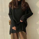 ブラック | 優しい質感タートルネックで暖か美シルエットリブニット シンプル韓国ファッション | maison de LATIR