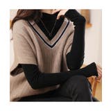 旬なレイヤードコーデが完成するVネック半袖ニットベスト 冬 重ね着 | maison de LATIR | 詳細画像3 