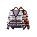 レトロ感が可愛い総柄Vネックニットカーディガン 冬 ニット | maison de LATIR | 詳細画像2 