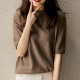 ブラウン | 春夏に映える軽やかな着心地、UV対策も叶う上品スプリングニット。きれい見えする半… | maison de LATIR