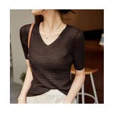 コーデをすっきりとまとめてくれるVネックサマーニット 冬 半袖 | maison de LATIR | 詳細画像4 