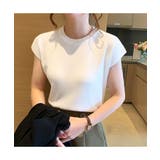 コーデを上品に仕上げるフレンチスリーブサマーニット 冬 無地 | maison de LATIR | 詳細画像2 