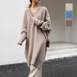 深めのVネックデザインが大人っぽいニットチュニック 夏 夏 | maison de LATIR | 詳細画像1