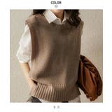 ロングシーズン活躍する人気のサイドボタンニットベスト リブニット プルオーバー | maison de LATIR | 詳細画像15 